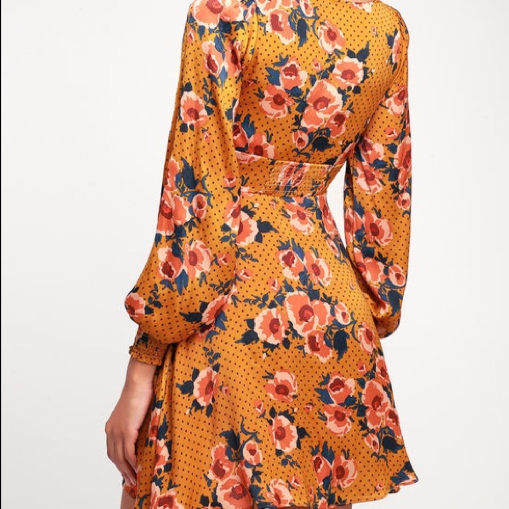 FREE PEOPLE YELLOW LONG SLEEVE MINI DRESS - Picture 3 of 7